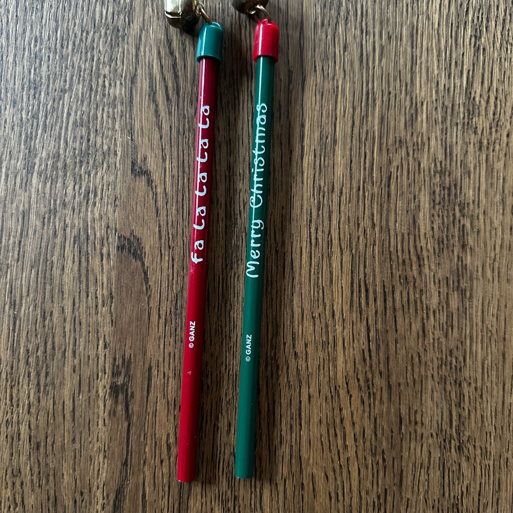 Festive Red and Green Ganz Pencils with Jingle Bells